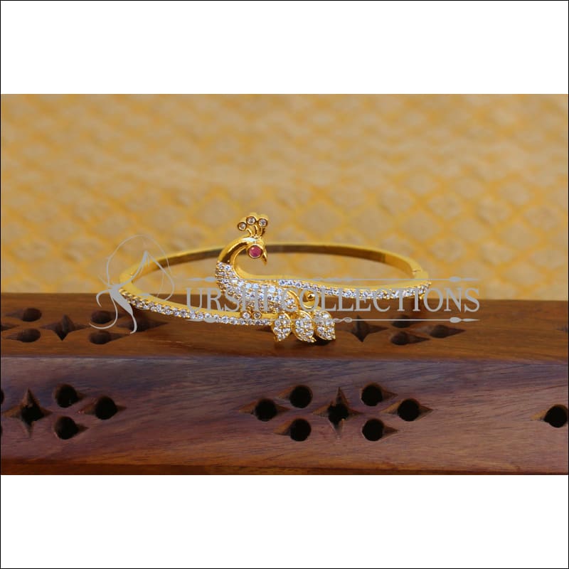 LOVELY CZ DESIGNER PEACOCK BRACLET UTV245 - WHITE - Bracelets