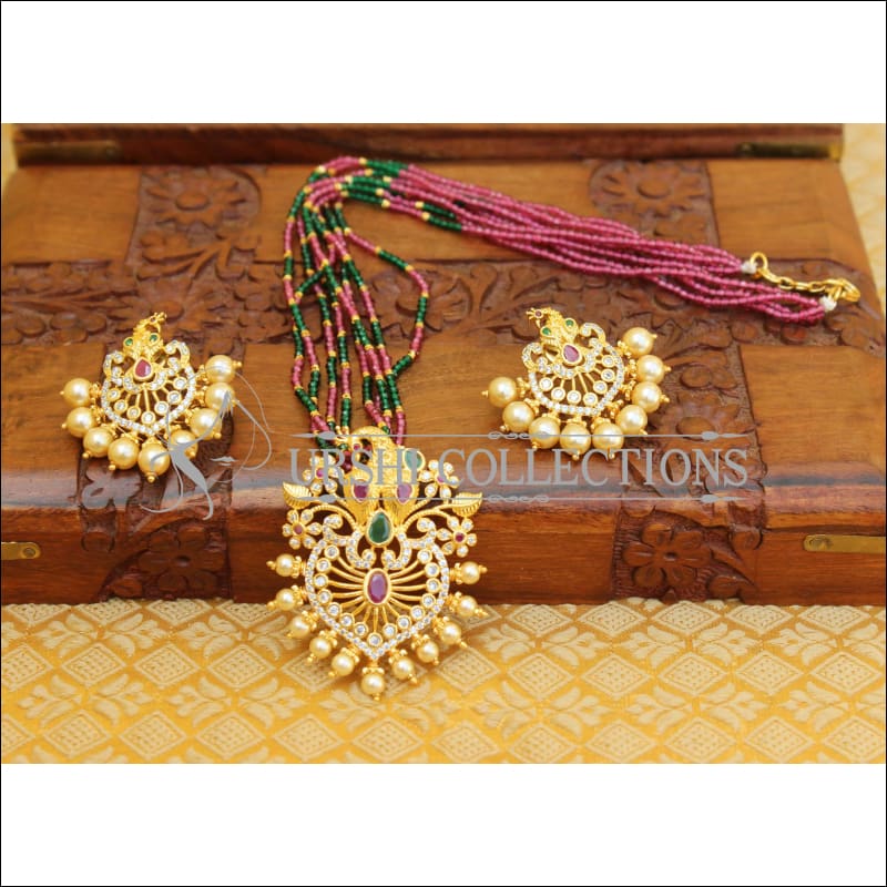 LOVELY CZ DESIGNER PEACOCK PENDANT SET UTV123 - Pendant Set