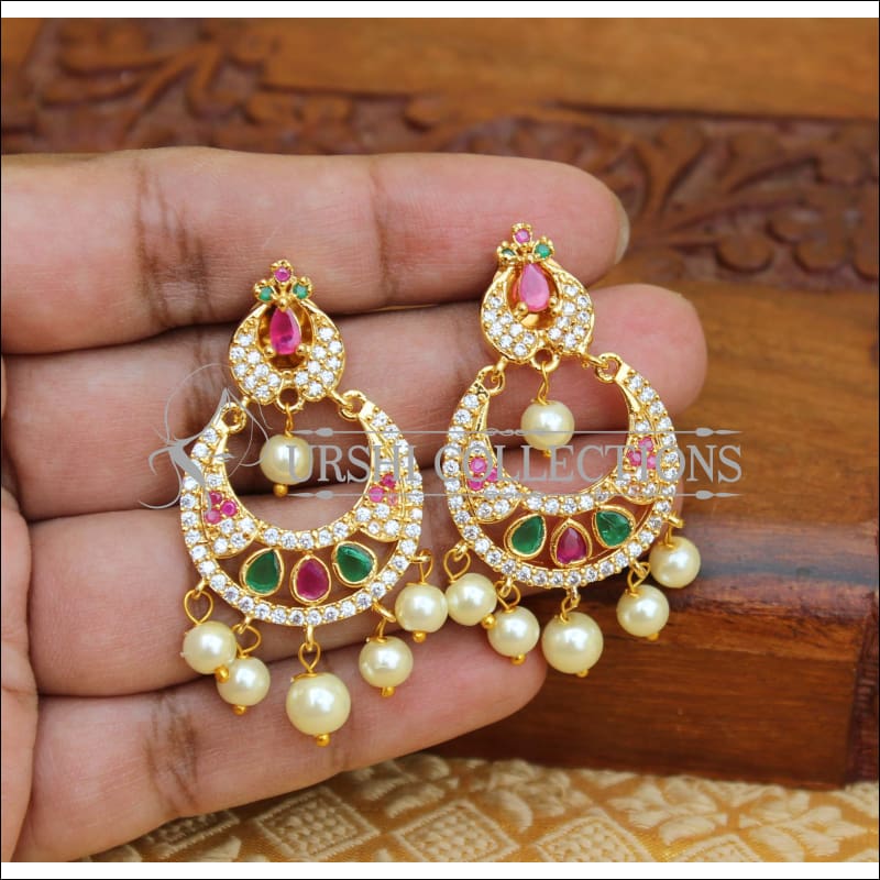 Buy Little Flower Emerald Stone Jhumkas Gold Plated Earring for Kids