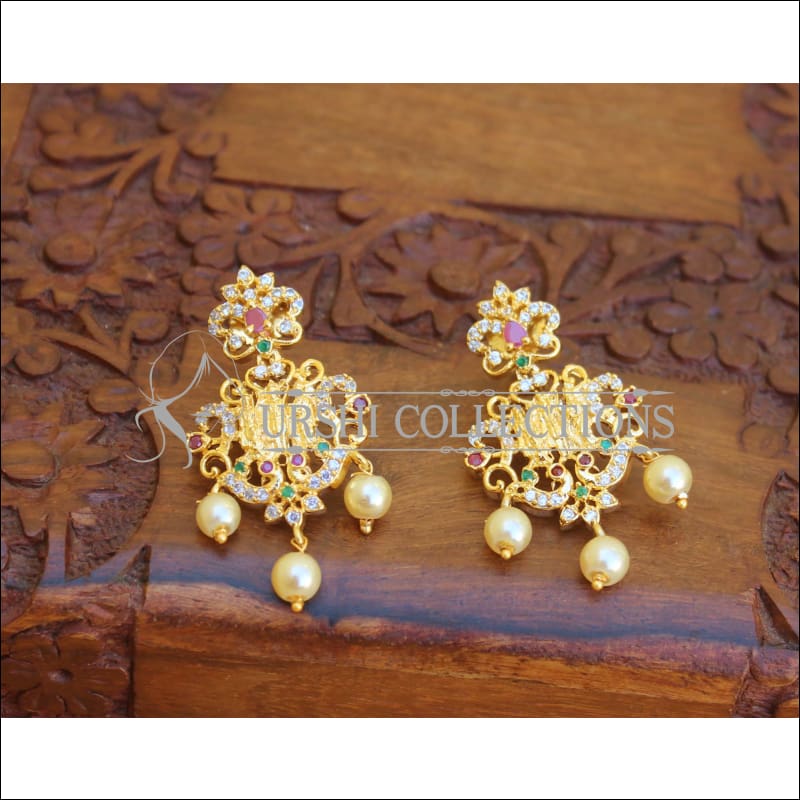 LOVELY CZ GOLD PLATED TEMPLE EARRINGS M19 - Earrings