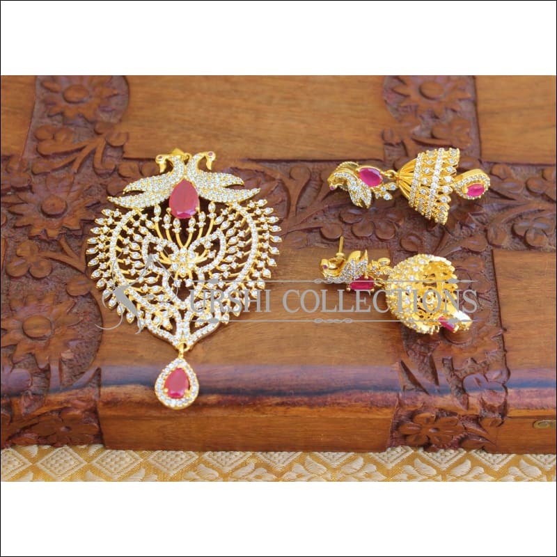 LOVELY CZ PEACOCK PENDANT SET UTV89 - Pendant Set