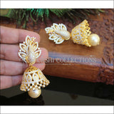 LOVELY CZ STONE GOLD PLATED PEACOCK EARRINGS M63 - WHITE - Earrings