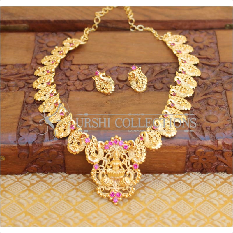 Lovely Designer Gold Plated Kerala Style Temple Necklace Set M52 - Necklace Set