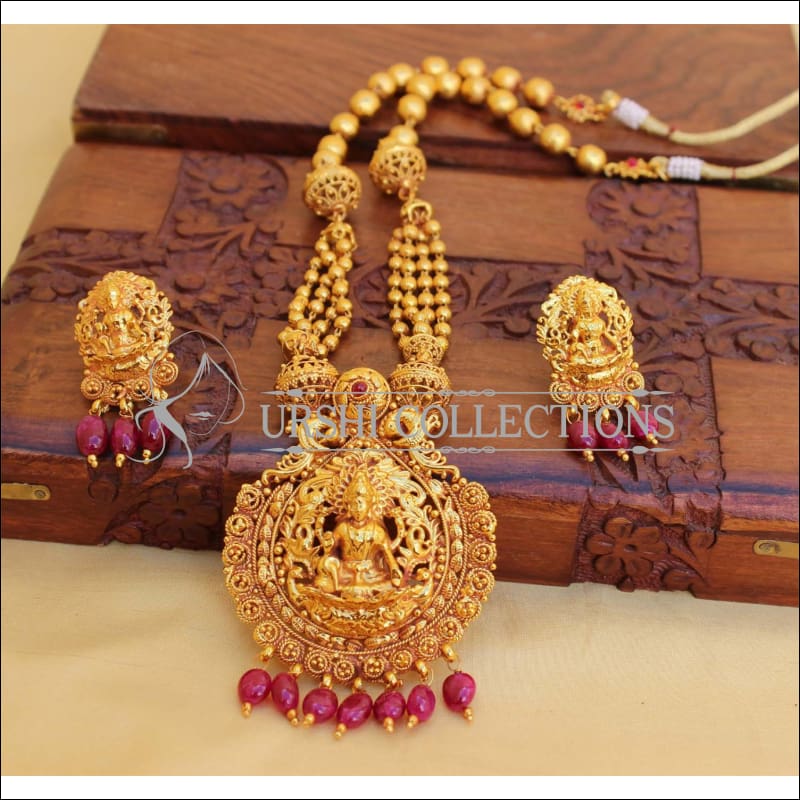 LOVELY GERU POLISH TEMPLE NECKLACE SET UC-NEW3141 - RED - Necklace Set