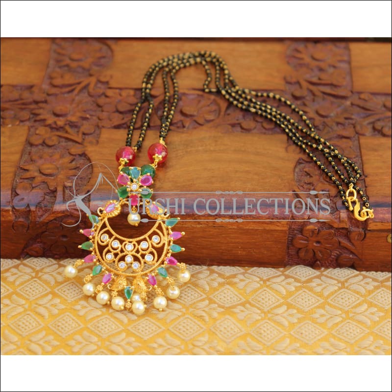 LOVELY GOLD PLATED BLACK BEAD HANDMADE NECKLACE UTV150 - MULTY - Mangalsutra