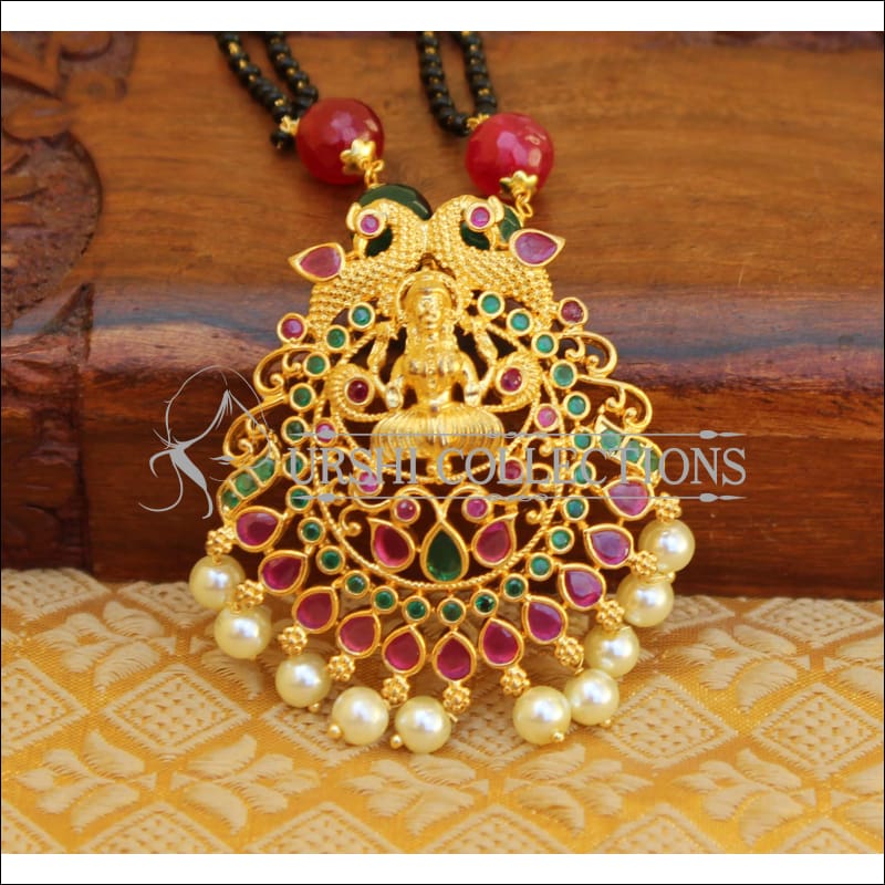 LOVELY GOLD PLATED BLACK BEAD HANDMADE NECKLACE UTV153 - Mangalsutra