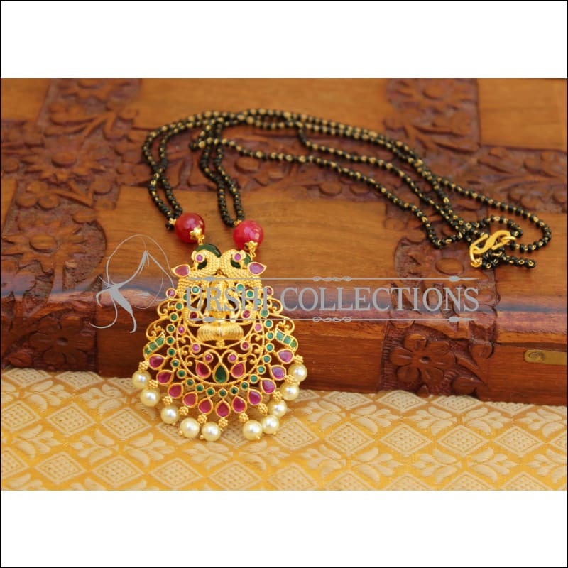 LOVELY GOLD PLATED BLACK BEAD HANDMADE NECKLACE UTV153 - Mangalsutra