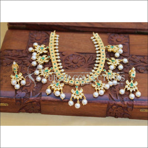 LOVELY GOLD PLATED NECKLACE SET UC-NEW3121 - GREEN - Necklace Set