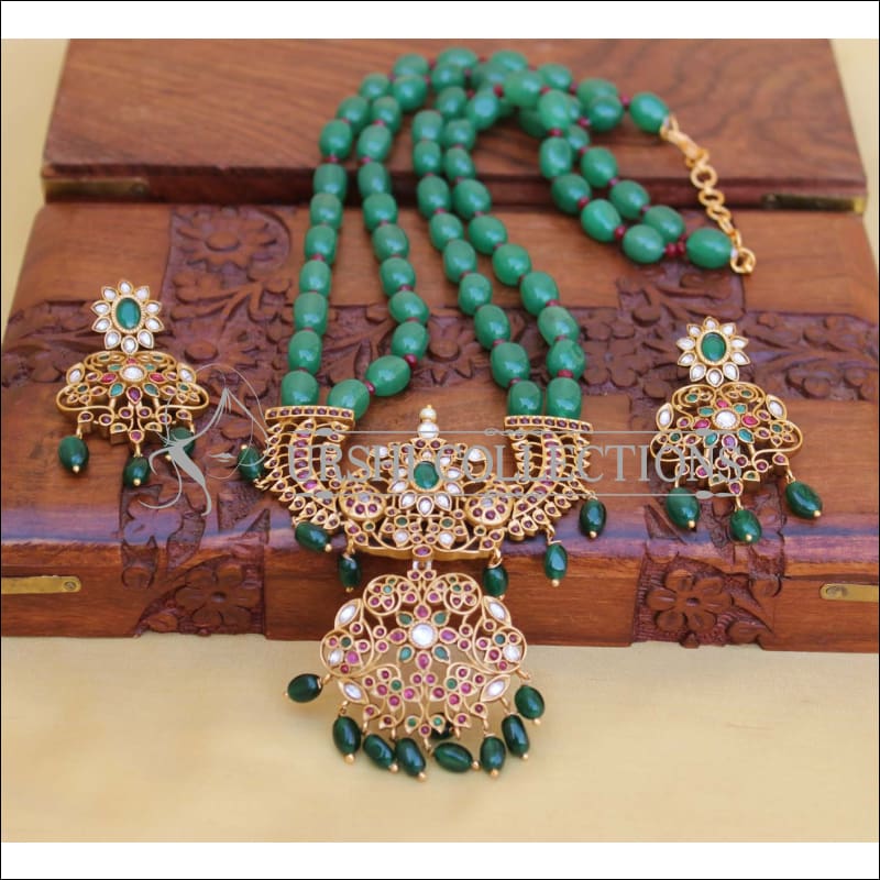 LOVELY GREEN BEADS NECKLACE SET UC-NEW3073 - Necklace Set