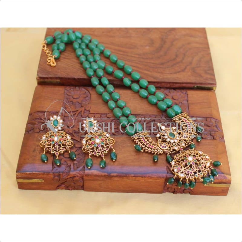 LOVELY GREEN BEADS NECKLACE SET UC-NEW3073 - Necklace Set