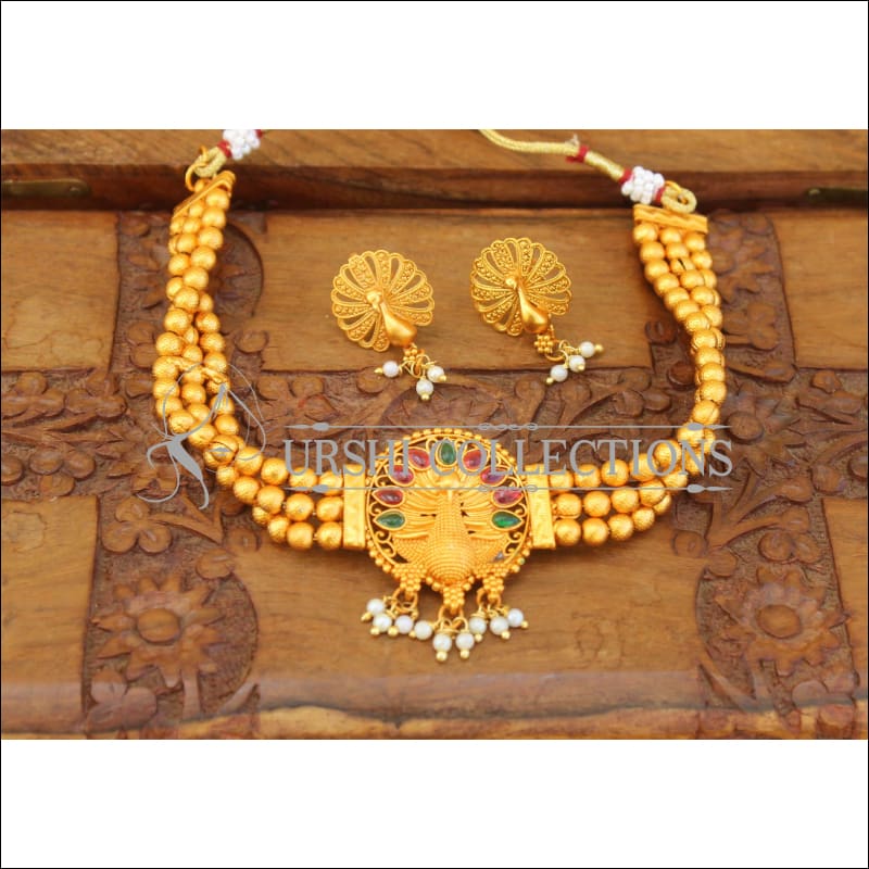 Lovely matte finish Peacock necklace set M105 - MULTI - Necklace Set