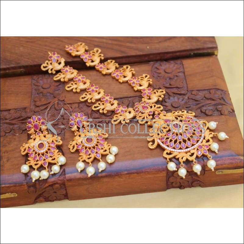 LOVELY MATTE FINISH PEACOCK RUBY NECKLACE UC- NEW2920 - Necklace Set