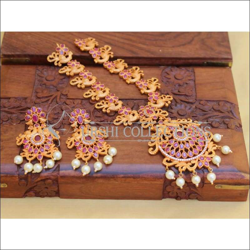 LOVELY MATTE FINISH PEACOCK RUBY NECKLACE UC- NEW2920 - Necklace Set
