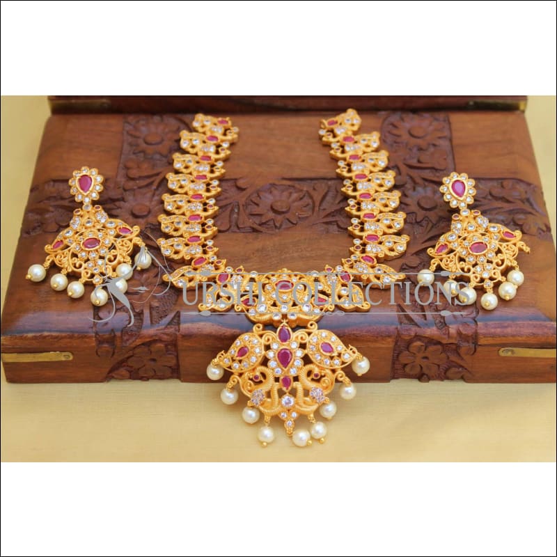 LOVELY MATTE FINISH RUBY NECKLACE SET UC-NEW2919 - Necklace Set