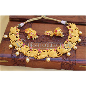 LOVELY MATTE PEACOCK NECKLACE SET UC-NEW3116 - Necklace Set