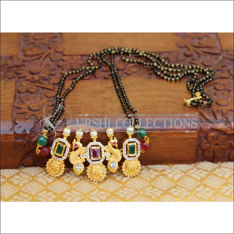 LOVELY PEACOCK BLACK BEAD HANDMADE NECKLACE UTV168 - MULTY - Mangalsutra