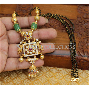 Lovely peacock handmade black bead necklace UTV63 - GREEN - Mangalsutra