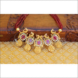 LOVELY PEACOCK RAM PARIVAR CRYSTAL BEAD NECKLACE SET UC-NEW3322 - Necklace Set