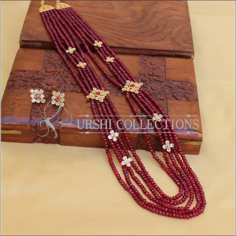 LOVELY RUBY BEADS NECKLACE SET UC-NEW3074 - Necklace Set