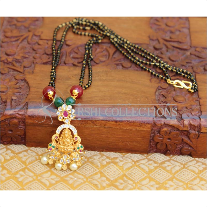 LOVELY TEMPLE BLACK BEAD HANDMADE NECKLACE UTV160 - Mangalsutra