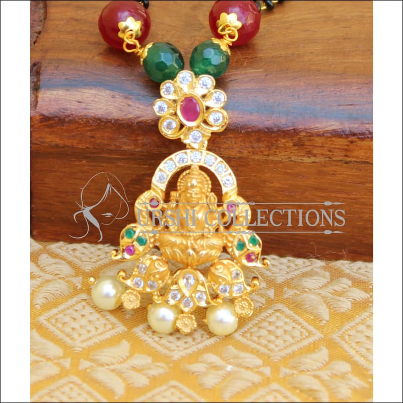 LOVELY TEMPLE BLACK BEAD HANDMADE NECKLACE UTV160 - MULTY - Mangalsutra