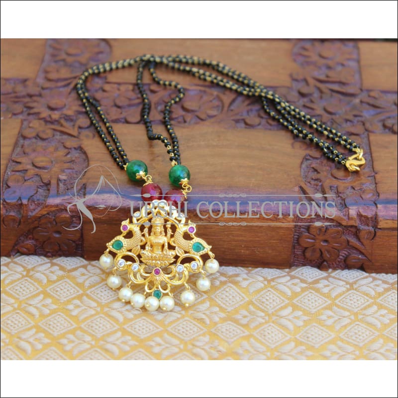 LOVELY TEMPLE BLACK BEAD HANDMADE NECKLACE UTV162 - Mangalsutra