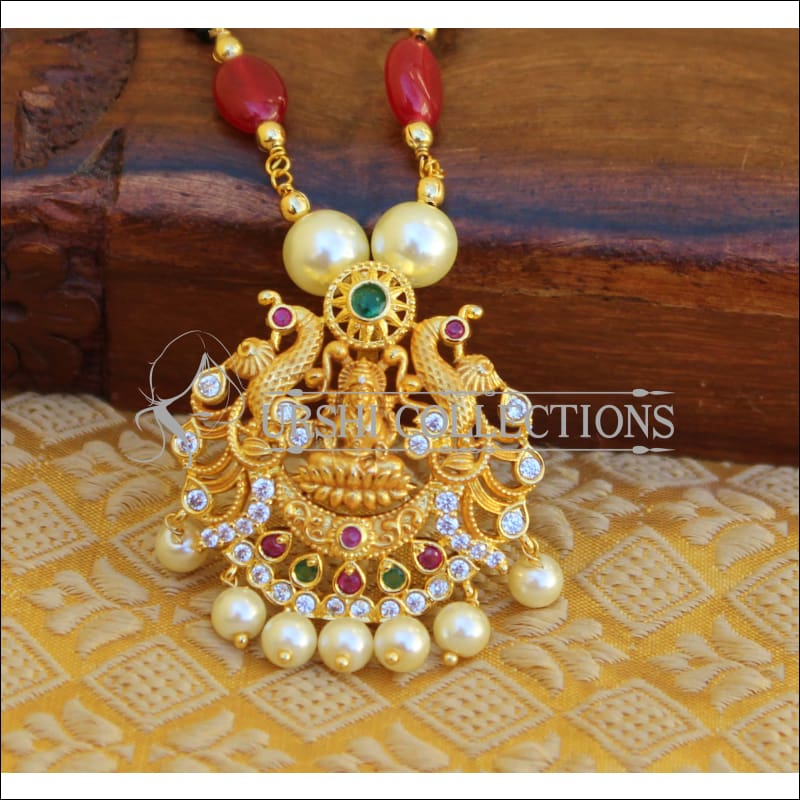 LOVELY TEMPLE BLACK BEAD HANDMADE NECKLACE UTV163 - Mangalsutra