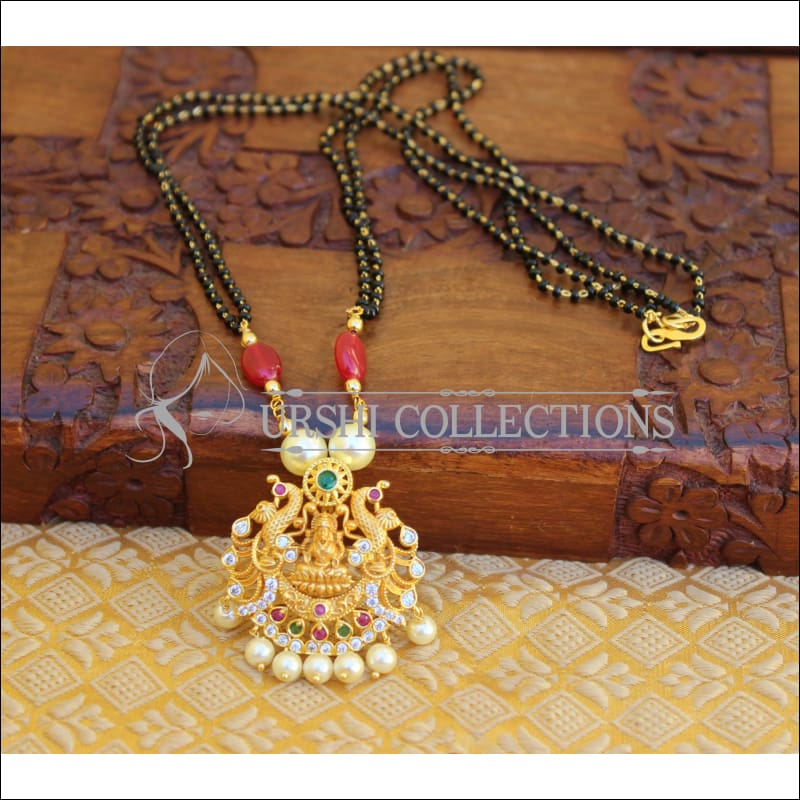 LOVELY TEMPLE BLACK BEAD HANDMADE NECKLACE UTV163 - Mangalsutra