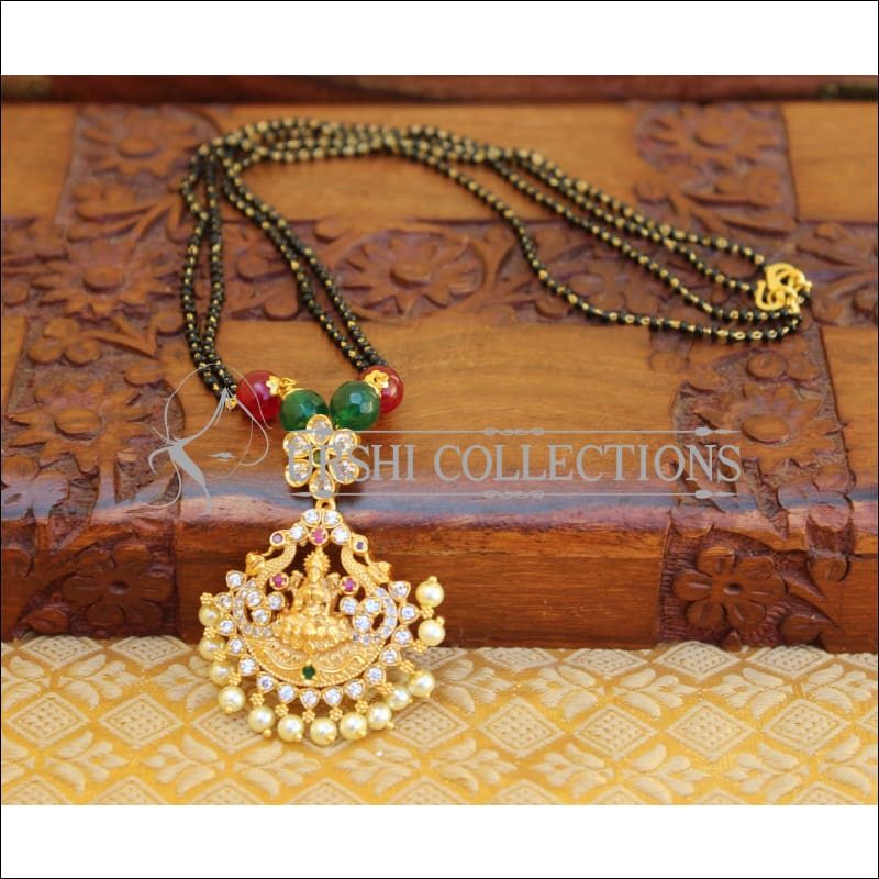 LOVELY TEMPLE BLACK BEAD HANDMADE NECKLACE UTV166 - Mangalsutra