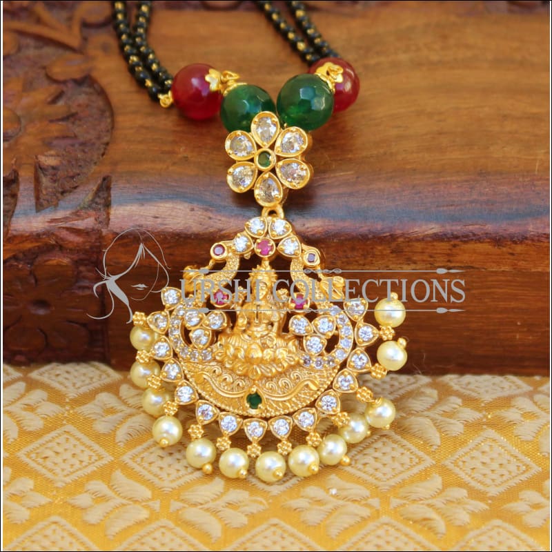 LOVELY TEMPLE BLACK BEAD HANDMADE NECKLACE UTV166 - MULTY - Mangalsutra