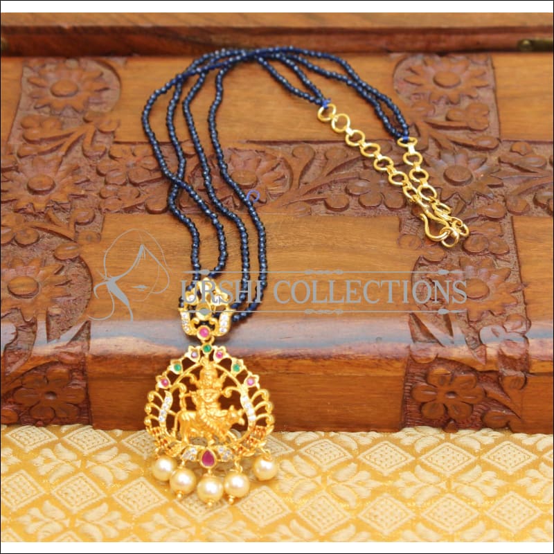 LOVELY TEMPLE PENDANT WITH BEADS CHAIN UTV52 - PENDANT WITH BLUE BEADS - Pendant Set