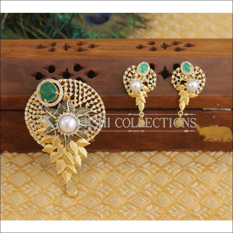 Matte finish CZ Pendant set M480 - GREEN - Pendant Set