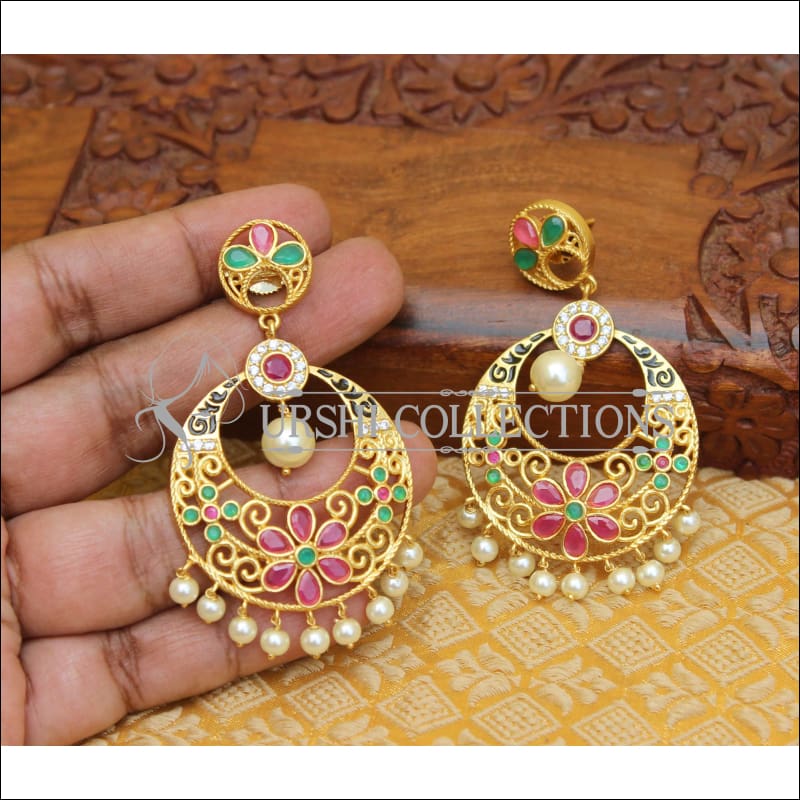 MATTE FINISH DESIGNER EARRINGS UTV242 - RED GREEN - Earrings