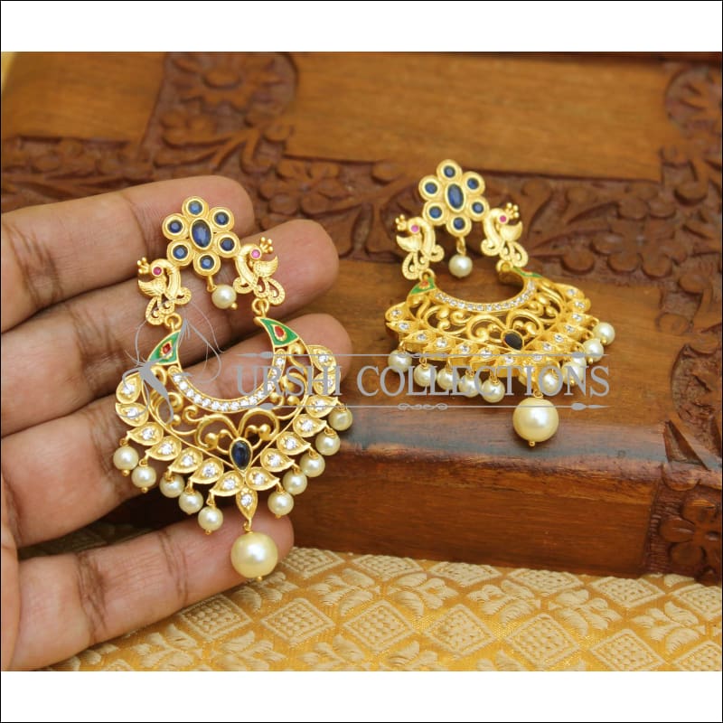 MATTE FINISH DESIGNER EARRINGS UTV246 - BLUE - Earrings