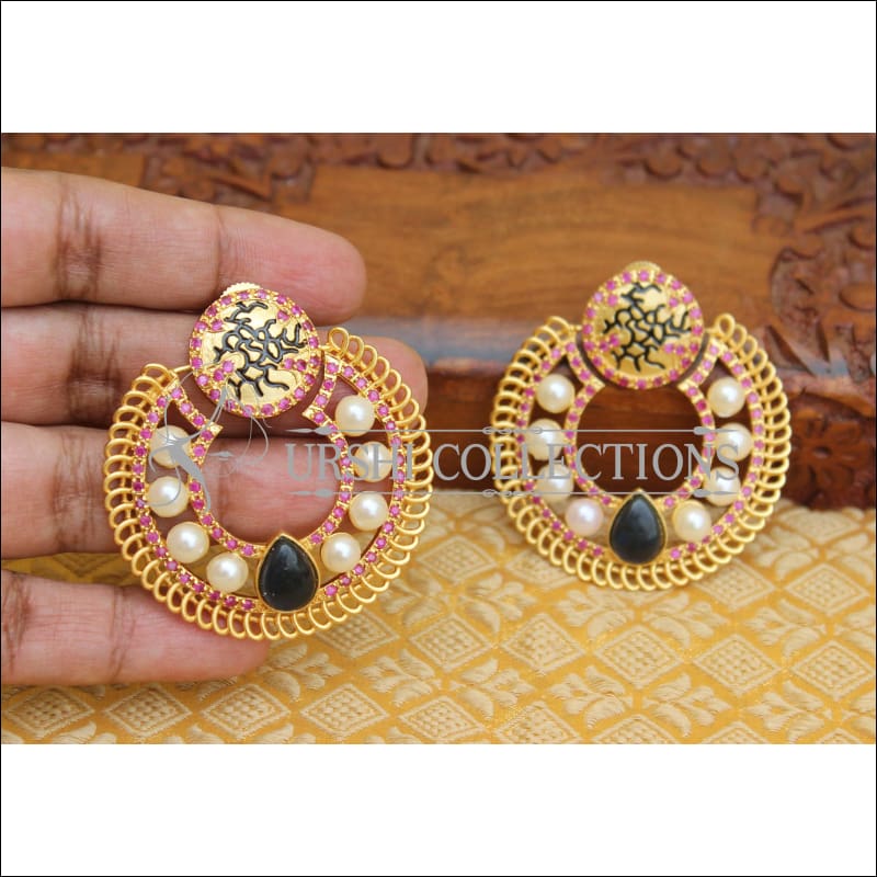 MATTE FINISH DESIGNER EARRINGS UTV261 - BLUE - Earrings