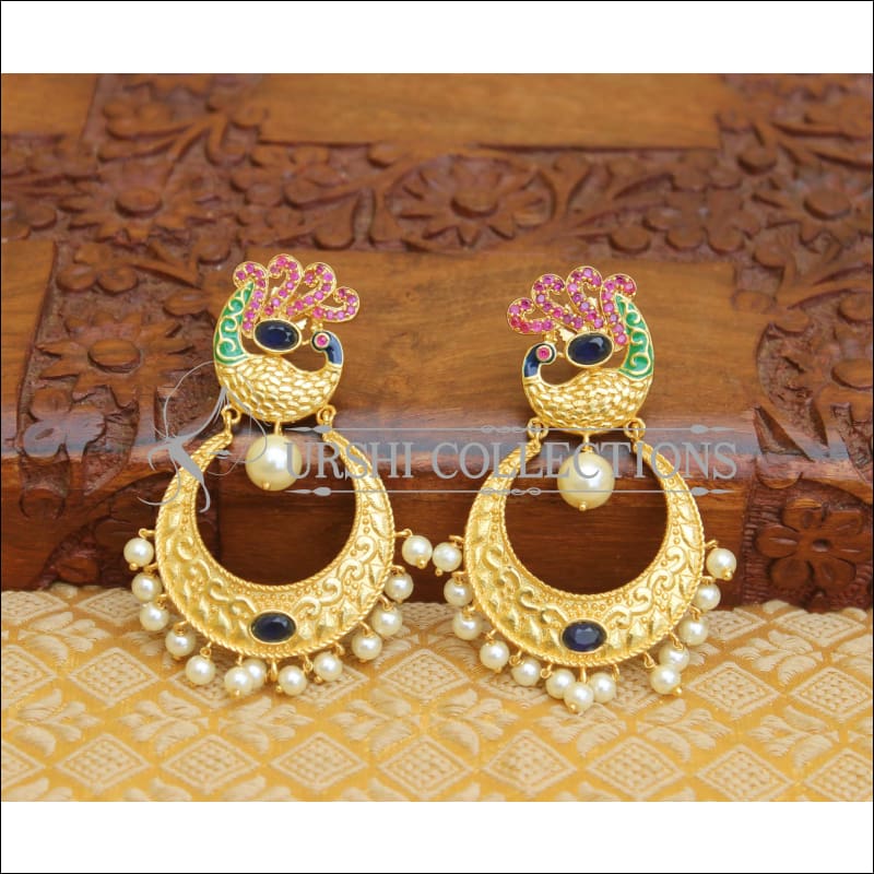 MATTE FINISH DESIGNER PEACOCK EARRINGS UTV257 - Earrings