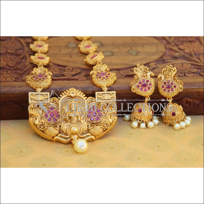 Matte Finish Designer Temple Necklace Set UC-NEW342 - Necklace Set