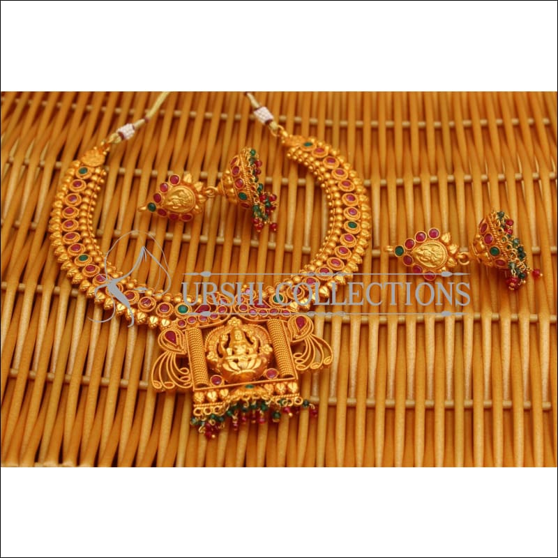 Matte Finish Elegant Traditional Temple Necklace Set UC-NEW173 - Necklace Set