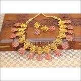 Matte Finish Multi color Temple Necklace Set UC-NEW55 - Pink - Necklace Set