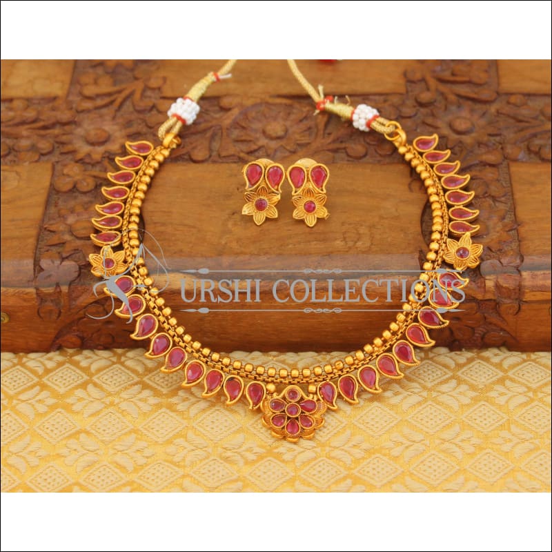 Matte finish necklace set M164 - RED - Necklace Set