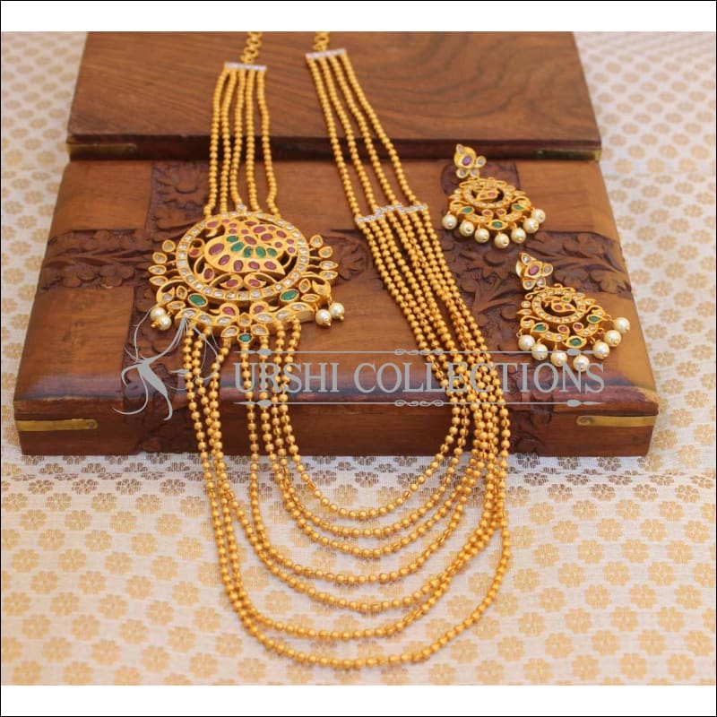 Matte Finish Peacock Designer Necklace Set UC- NEW59 - multi color - Necklace Set