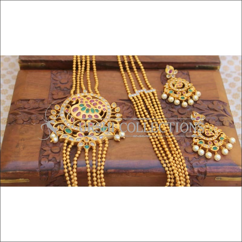 Matte Finish Peacock Designer Necklace Set UC- NEW59 - Necklace Set