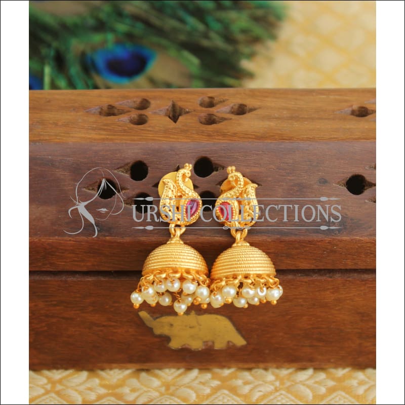 Matte finish peacock earrings M324 - RED - Earrings