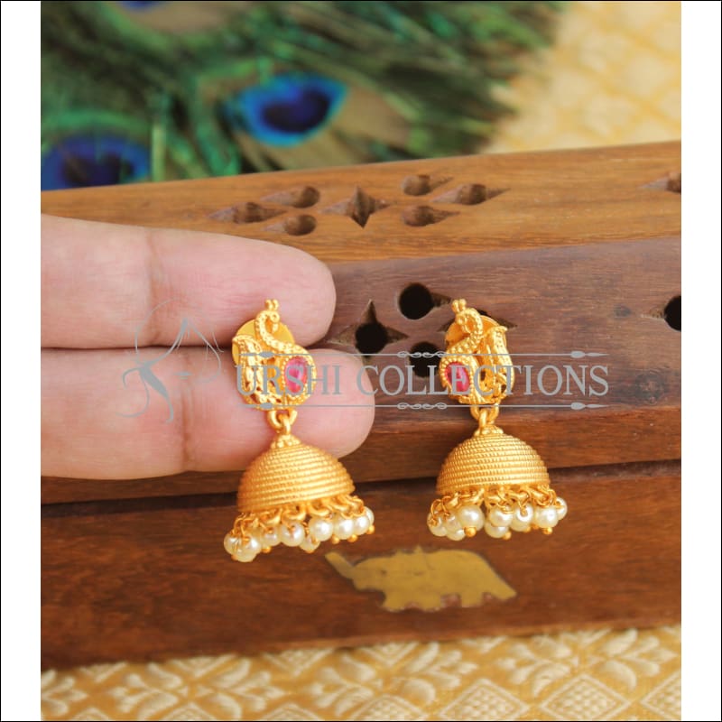 Matte finish peacock earrings M324 - Earrings