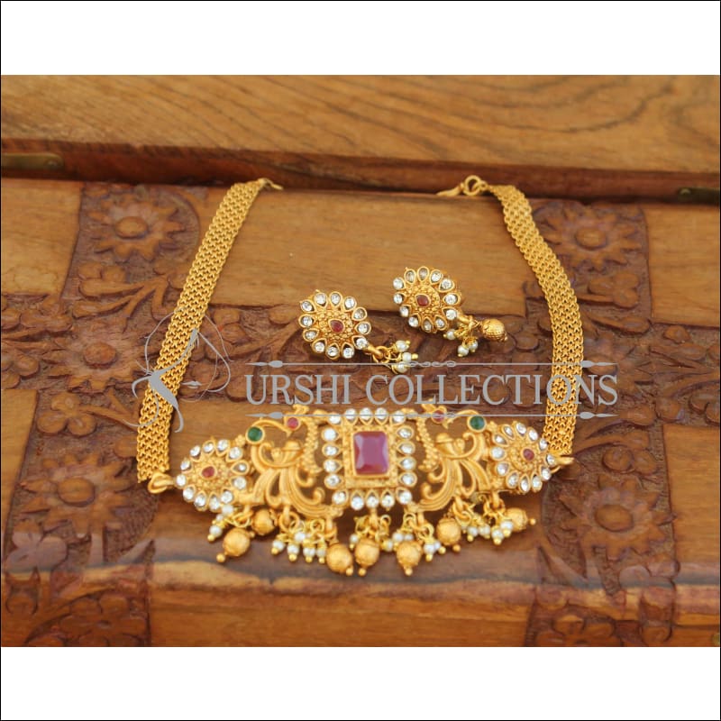 Matte finish peacock necklace set M145 - Necklace Set