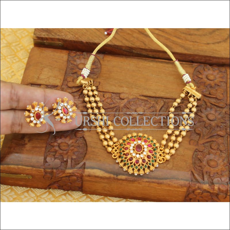 Matte finish peacock necklace set M147 - Necklace Set