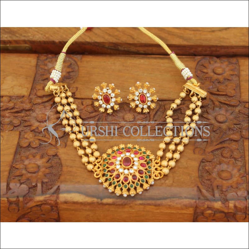 Matte finish peacock necklace set M147 - Necklace Set