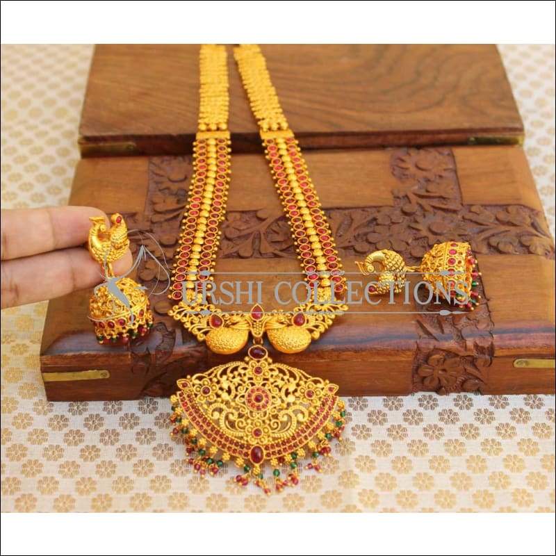 Matte Finish Peacock Necklace Set UC-NEW69 - Necklace Set