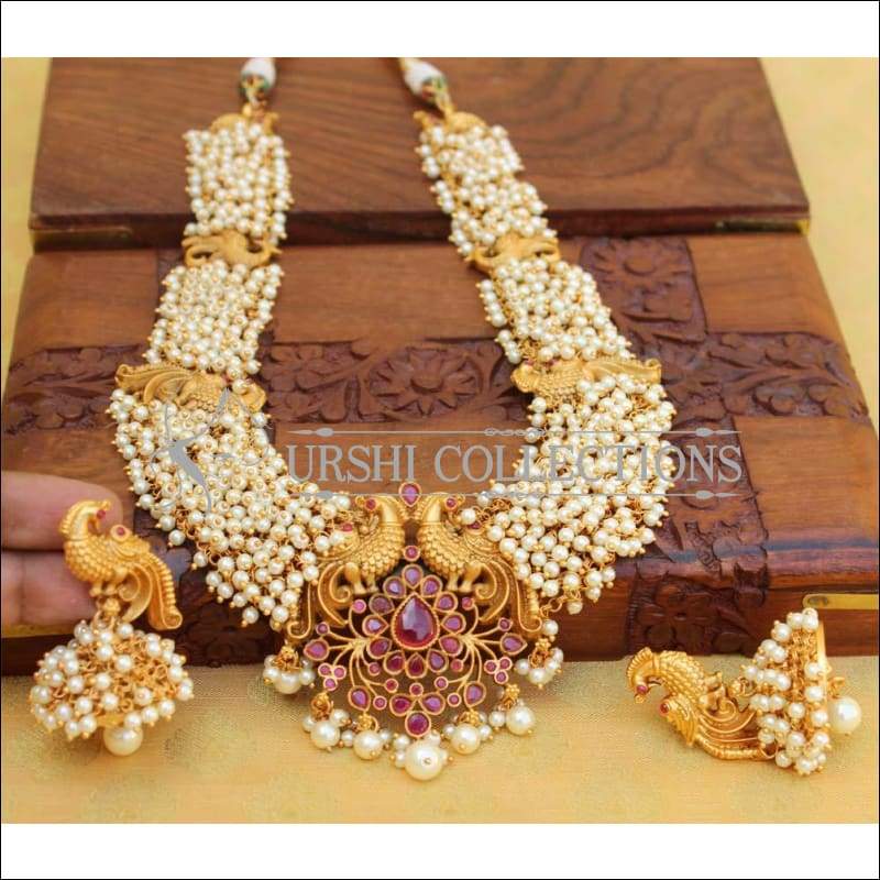 Matte Finish Peacock Necklace Set UC-NEW70 - Necklace Set