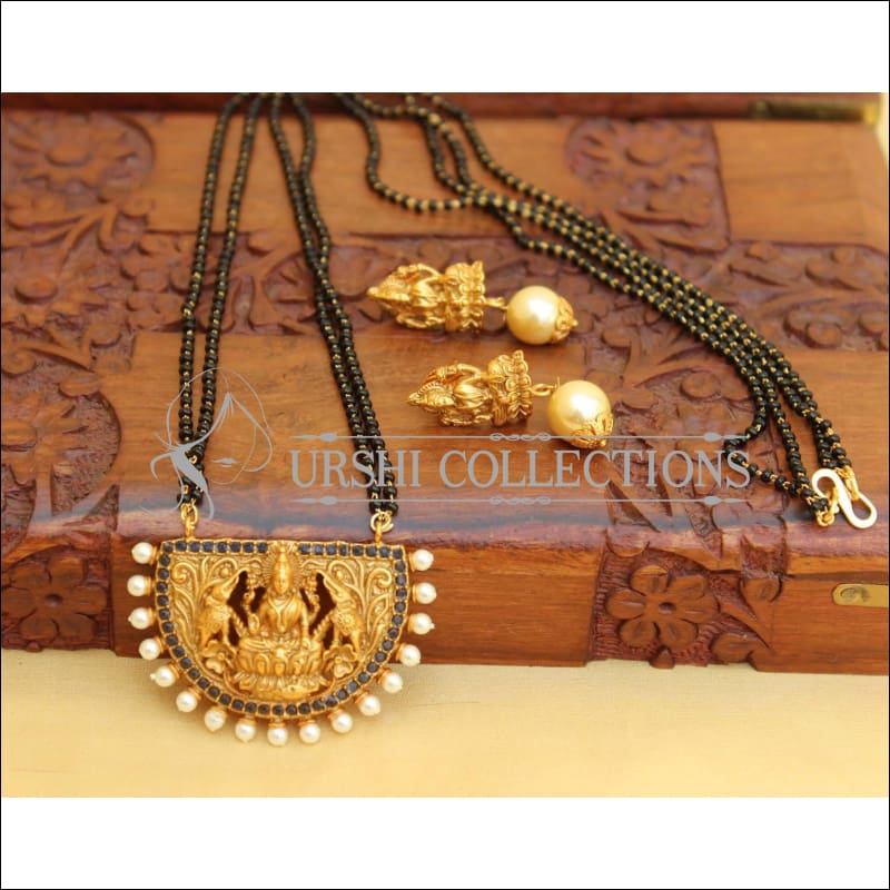 MATTE FINISH TEMPLE BLACK BEAD CHAIN SET UC-NEW3129 - Mangalsutra